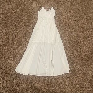 chinese dress ladies Rosetta Maxi Dress, in White Silky Crepe, Size: Small